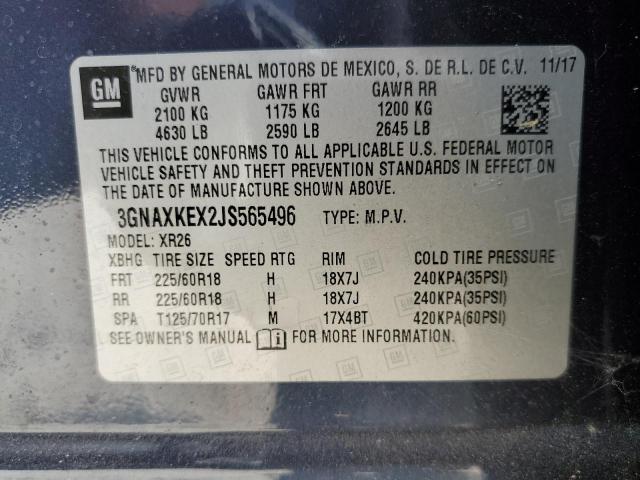 Photo 14 from auction – 2018 CHEVROLET EQUINOX LT with VIN 3GNAXKEX2JS565496