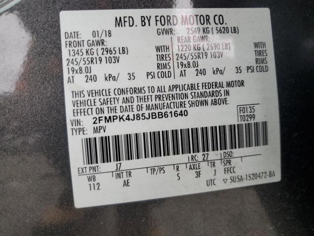 Photo 14 from auction – 2018 FORD EDGE SEL with VIN 2FMPK4J85JBB61640