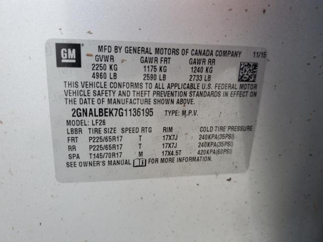 Photo 14 from auction – 2016 CHEVROLET EQUINOX LS with VIN 2GNALBEK7G1136195