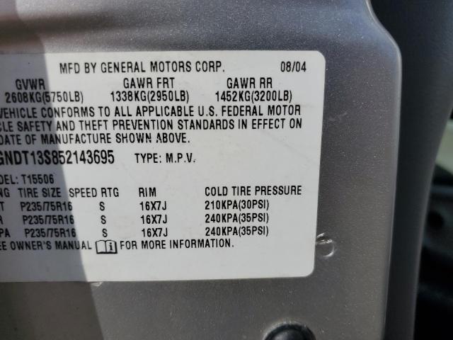 Photo 14 from auction – 2005 CHEVROLET TRAILBLAZE with VIN 1GNDT13S852143695