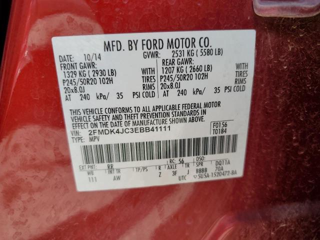 Photo 14 from auction – 2014 FORD EDGE SEL with VIN 2FMDK4JC3EBB41111