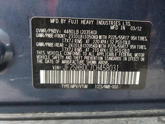 Photo 14 from auction – 2012 SUBARU FORESTER 2 with VIN JF2SHBDC7CH458031