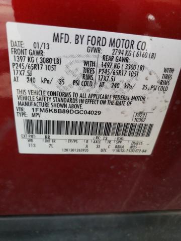 Photo 14 from auction – 2013 FORD EXPLORER with VIN 1FM5K8B89DGC04029