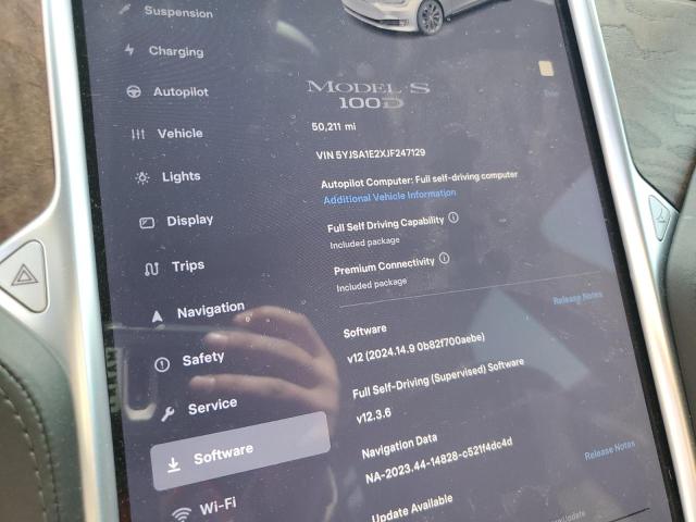 Photo 9 from auction – 2018 TESLA MODEL S with VIN 5YJSA1E2XJF247129