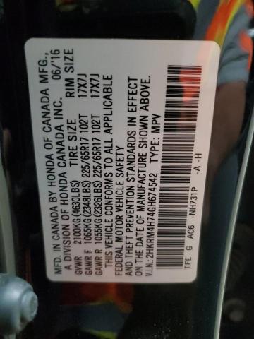 Photo 14 from auction – 2016 HONDA CR-V EXL with VIN 2HKRM4H74GH674542