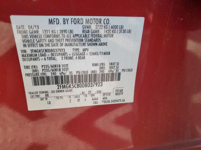 Photo 14 from auction – 2013 FORD FLEX SEL with VIN 2FMGK5C80DBD37923