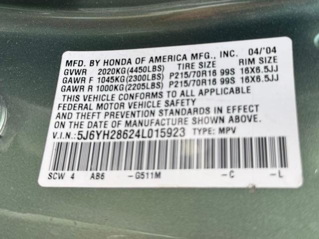 Photo 10 from auction – 2004 HONDA ELEMENT EX with VIN 5J6YH28624L015923