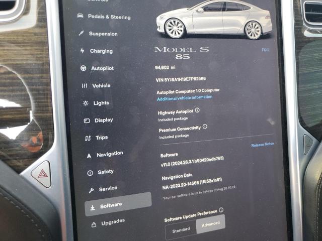 Photo 9 from auction – 2014 TESLA MODEL S with VIN 5YJSA1H19EFP62566
