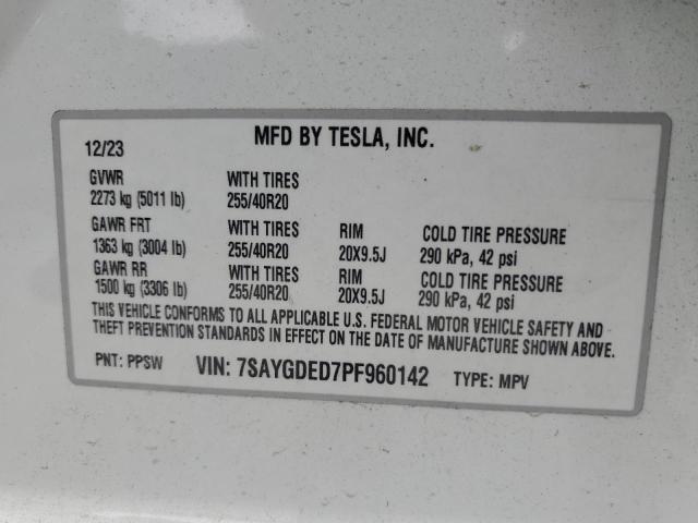 Photo 14 from auction – 2023 TESLA MODEL Y with VIN 7SAYGDED7PF960142