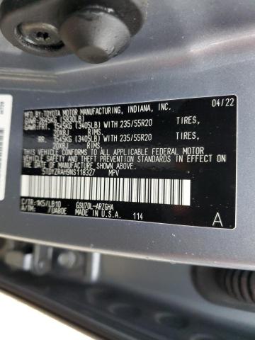 Photo 14 from auction – 2022 TOYOTA HIGHLANDER with VIN 5TDYZRAH9NS118327