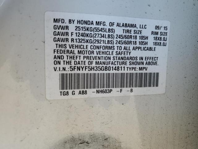 Photo 14 from auction – 2016 HONDA PILOT EX with VIN 5FNYF5H35GB014811