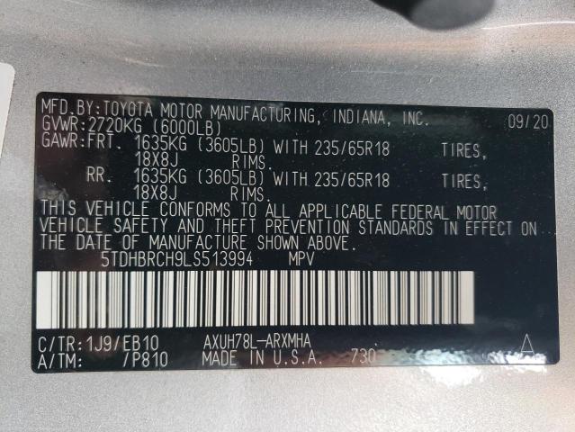 Photo 14 from auction – 2020 TOYOTA HIGHLANDER with VIN 5TDHBRCH9LS513994