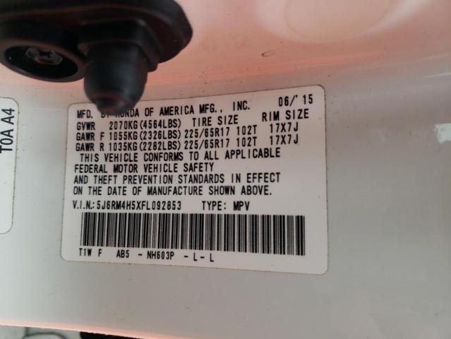 Photo 14 from auction – 2015 HONDA CR-V EX with VIN 5J6RM4H5XFL092853
