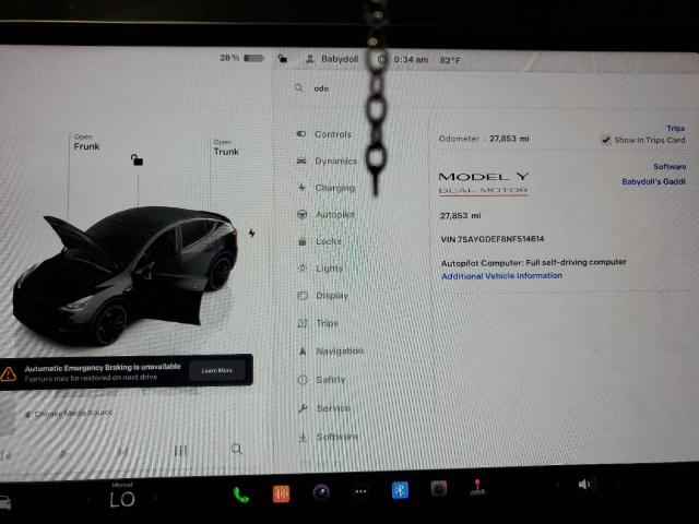 Photo 9 from auction – 2022 TESLA MODEL Y with VIN 7SAYGDEF8NF514614