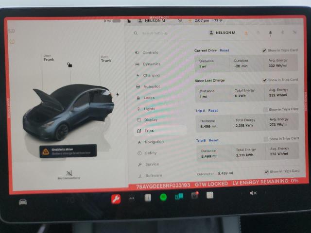 Photo 9 from auction – 2024 TESLA MODEL Y with VIN 7SAYGDEE8RF033193