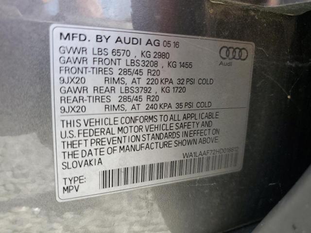 Photo 14 from auction – 2017 AUDI Q7 PREMIUM with VIN WA1LAAF72HD018812