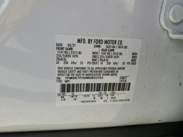 Photo 14 from auction – 2021 FORD EXPLORER L with VIN 1FMSK7FH0MGB33763
