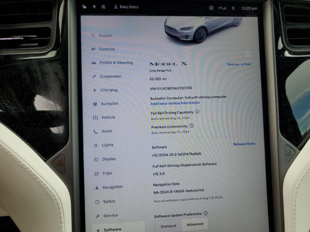 Photo 9 from auction – 2020 TESLA MODEL X with VIN 5YJXCBE24LF297355