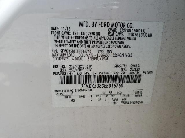 Photo 14 from auction – 2014 FORD FLEX LIMIT with VIN 2FMGK5D83EBD16760