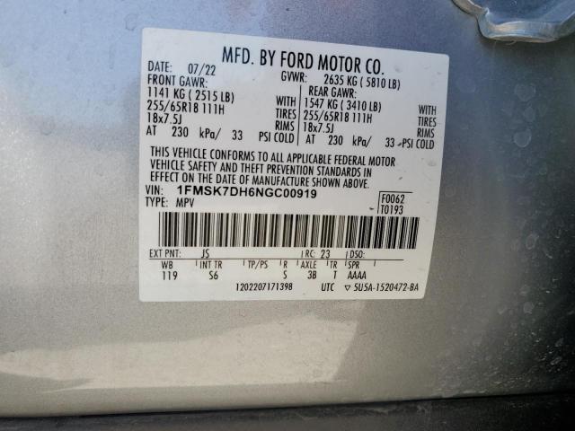 Photo 14 from auction – 2022 FORD EXPLORER X with VIN 1FMSK7DH6NGC00919