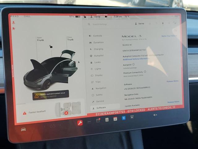 Photo 9 from auction – 2021 TESLA MODEL 3 with VIN 5YJ3E1EAXMF097723