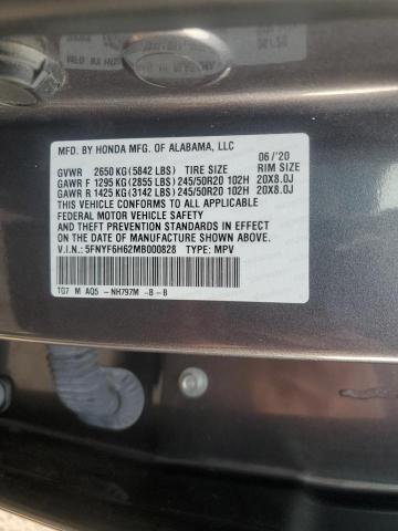 Photo 14 from auction – 2021 HONDA PILOT TOUR with VIN 5FNYF6H62MB000828