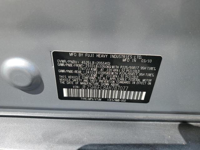 Photo 14 from auction – 2010 SUBARU FORESTER 2 with VIN JF2SH6FC8AH787077