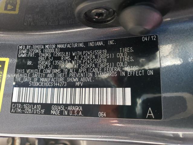 Photo 14 from auction – 2012 TOYOTA HIGHLANDER with VIN 5TDDK3EH0CS144273