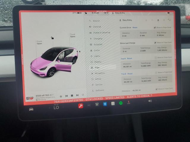 Photo 9 from auction – 2022 TESLA MODEL Y with VIN 7SAYGDEE2NF318790