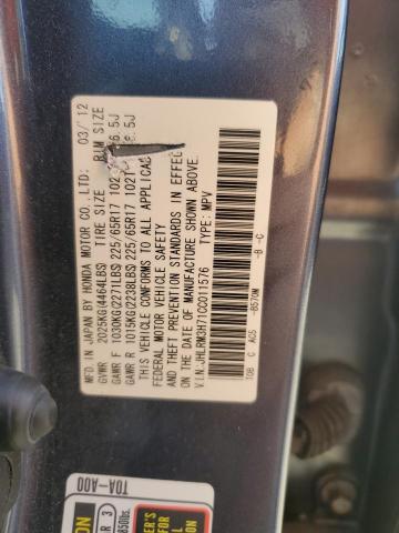 Photo 14 from auction – 2012 HONDA CR-V EXL with VIN JHLRM3H71CC011576