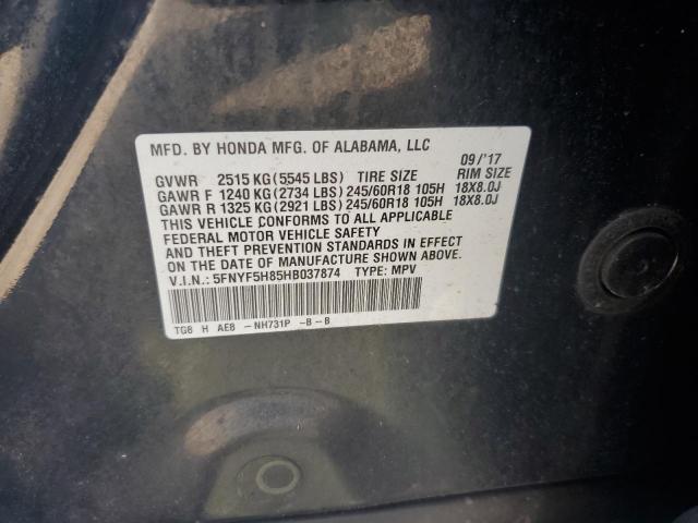 Photo 14 from auction – 2017 HONDA PILOT EXL with VIN 5FNYF5H85HB037874