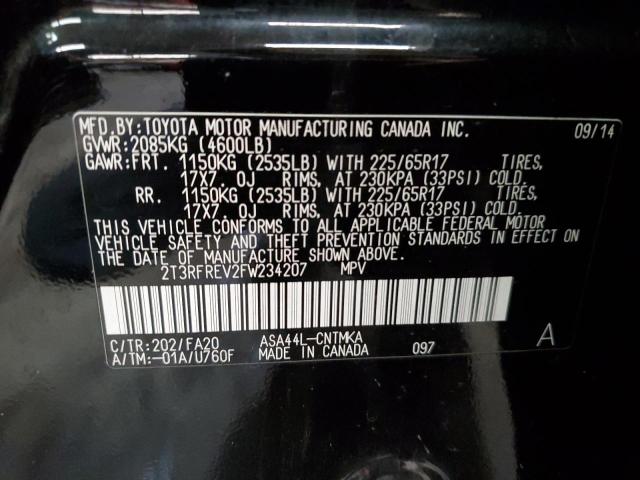 Photo 14 from auction – 2015 TOYOTA RAV4 XLE with VIN 2T3RFREV2FW234207