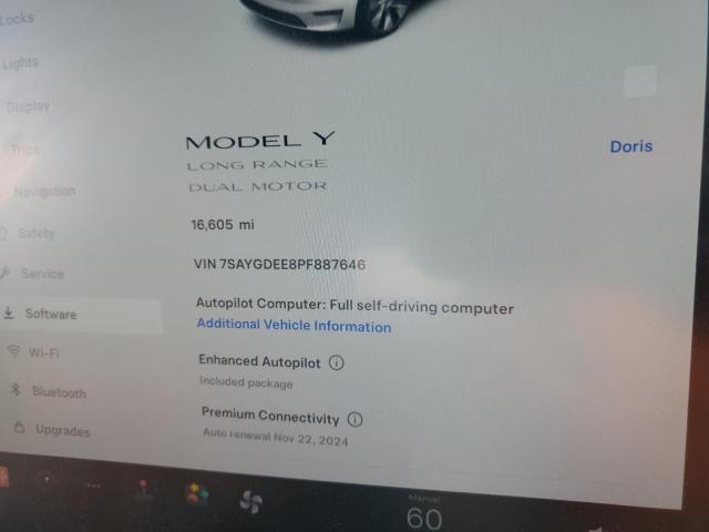 Photo 9 from auction – 2023 TESLA MODEL Y with VIN 7SAYGDEE8PF887646