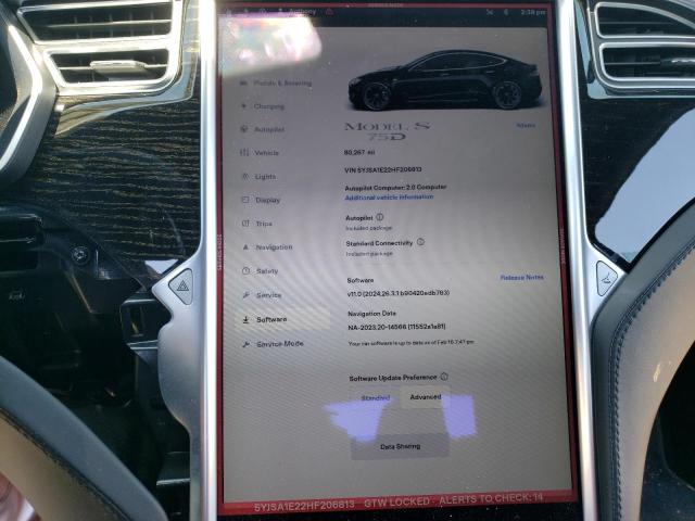 Photo 9 from auction – 2017 TESLA MODEL S with VIN 5YJSA1E22HF206813