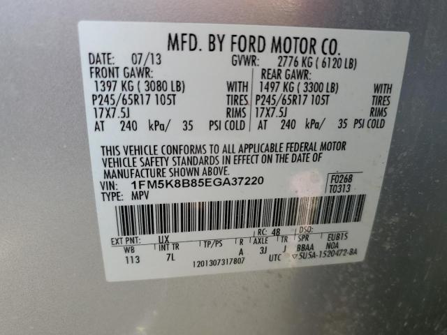 Photo 14 from auction – 2014 FORD EXPLORER with VIN 1FM5K8B85EGA37220