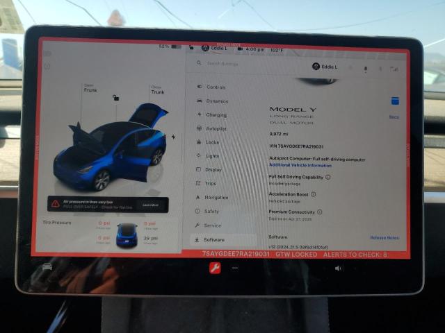 Photo 9 from auction – 2024 TESLA MODEL Y with VIN 7SAYGDEE7RA219031