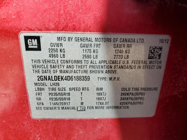 Photo 14 from auction – 2013 CHEVROLET EQUINOX LT with VIN 2GNALDEK4D6188359