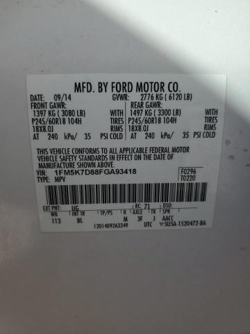 Photo 14 from auction – 2015 FORD EXPLORER X with VIN 1FM5K7D88FGA93418