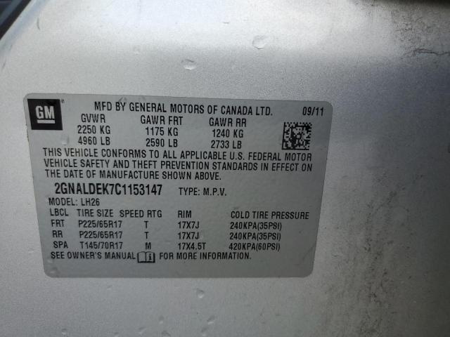 Photo 14 from auction – 2012 CHEVROLET EQUINOX LT with VIN 2GNALDEK7C1153147