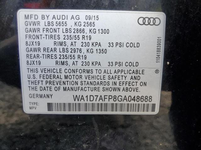 Photo 14 from auction – 2016 AUDI Q5 PREMIUM with VIN WA1D7AFP8GA048688