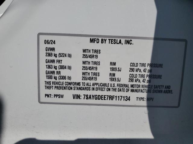 Photo 14 from auction – 2024 TESLA MODEL Y with VIN 7SAYGDEE7RF117134