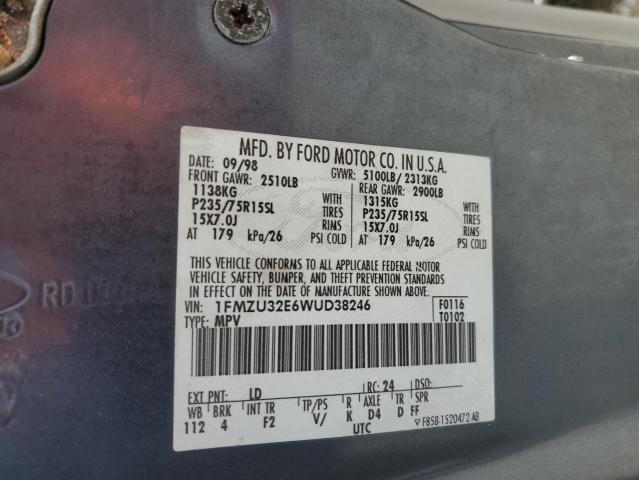 Photo 14 from auction – 1998 FORD EXPLORER with VIN 1FMZU32E6WUD38246
