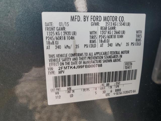 Photo 14 from auction – 2015 FORD EDGE SEL with VIN 2FMTK4J99FBB00788