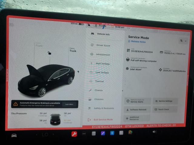Photo 9 from auction – 2020 TESLA MODEL 3 with VIN 5YJ3E1EA4LF802224