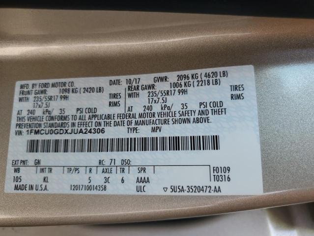 Photo 14 from auction – 2018 FORD ESCAPE SE with VIN 1FMCU0GDXJUA24306