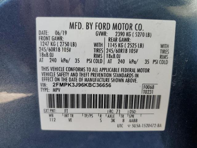 Photo 14 from auction – 2019 FORD EDGE SEL with VIN 2FMPK3J96KBC36656