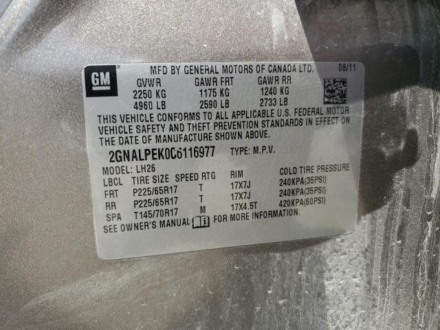 Photo 14 from auction – 2012 CHEVROLET EQUINOX LT with VIN 2GNALPEK0C6116977