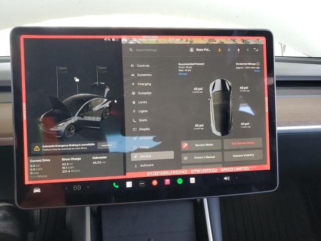 Photo 9 from auction – 2020 TESLA MODEL 3 with VIN 5YJ3E1EB9LF650143