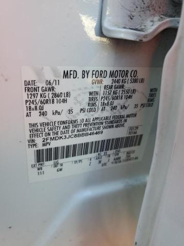 Photo 14 from auction – 2011 FORD EDGE SEL with VIN 2FMDK3JC8BBB46469