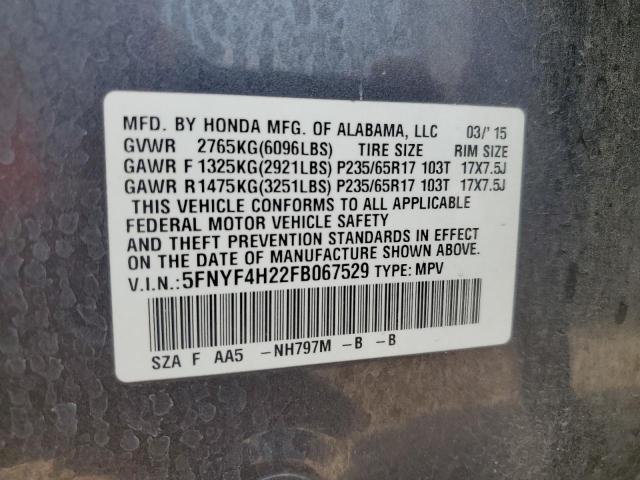 Zdjęcie 14 z aukcji – 2015 HONDA PILOT LX z VIN 5FNYF4H22FB067529